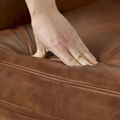 Fauteuil COZYMAN moderne en bois massif, revêtu de tissu/simili cuir, idéal pour le salon