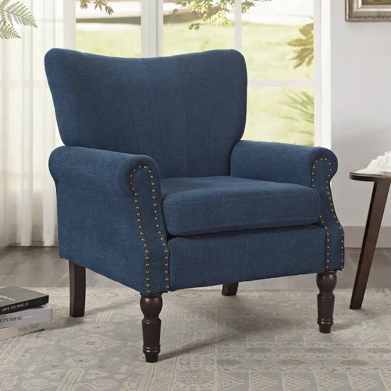 Fauteuil COZYMAN moderne en bois massif, revêtu de tissu/simili cuir, idéal pour le salon