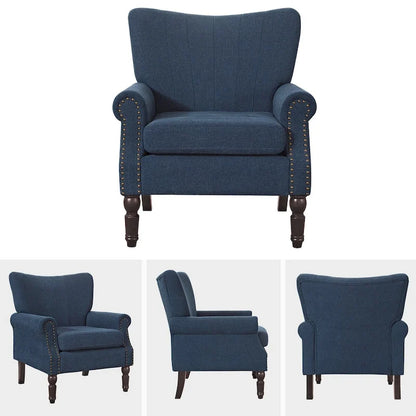 Fauteuil COZYMAN moderne en bois massif, revêtu de tissu/simili cuir, idéal pour le salon