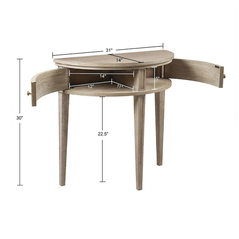 Console de rangement en bois massif avec finition antique