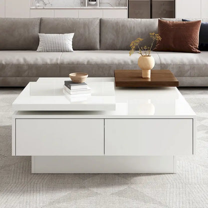 Table basse carrée en bois avec finition brillante