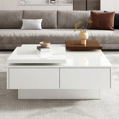 Table basse carrée en bois avec finition brillante
