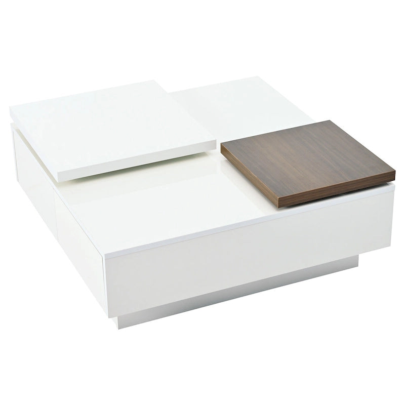Table basse carrée en bois avec finition brillante