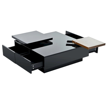 Table basse carrée en bois avec finition brillante