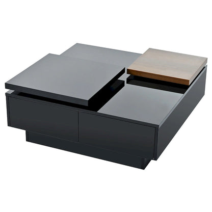 Table basse carrée en bois avec finition brillante