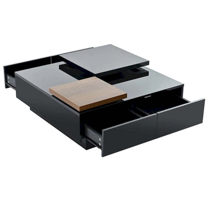 Table basse carrée en bois avec finition brillante