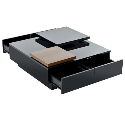 Table basse carrée en bois avec finition brillante