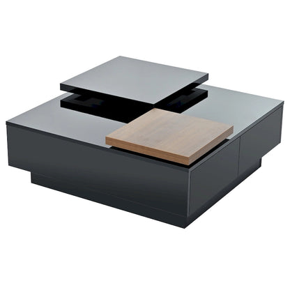 Table basse carrée en bois avec finition brillante