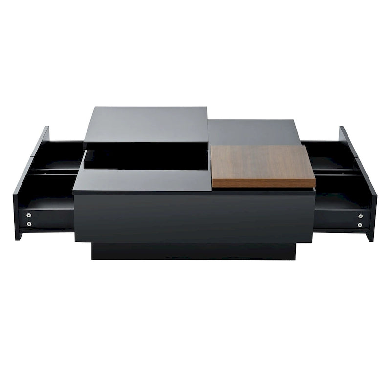Table basse carrée en bois avec finition brillante