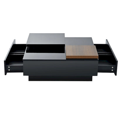 Table basse carrée en bois avec finition brillante