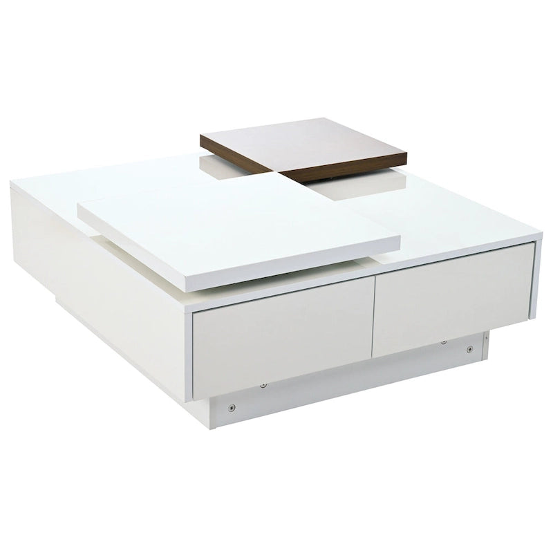 Table basse carrée en bois avec finition brillante