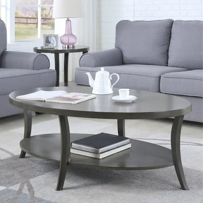 Oval Coffee Table with Shelf