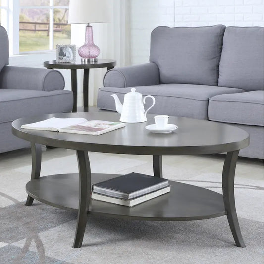Oval Coffee Table with Shelf