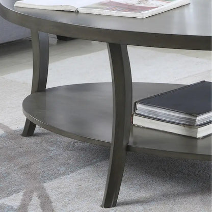 Table basse ovale avec étagère