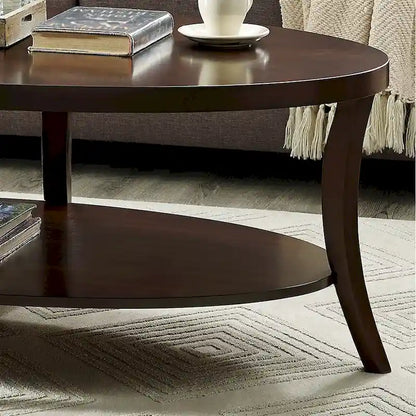 Table basse ovale avec étagère