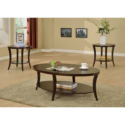 Table basse ovale avec étagère
