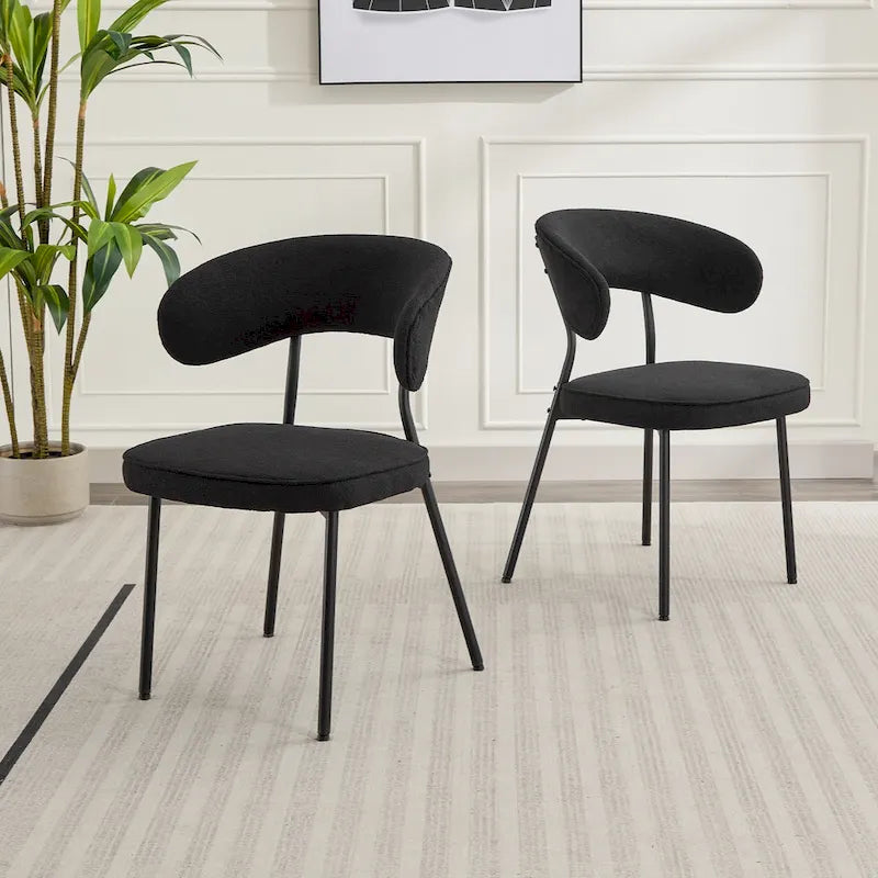 Chaises de salle à manger XINMICS avec dossier incurvé, chaises de cuisine/salle à manger modernes revêtues de tissu bouclé, ensemble de 2/4/6