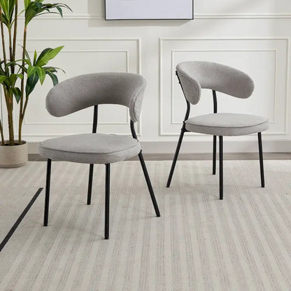 Chaises de salle à manger XINMICS avec dossier incurvé, chaises de cuisine/salle à manger modernes revêtues de tissu bouclé, ensemble de 2/4/6