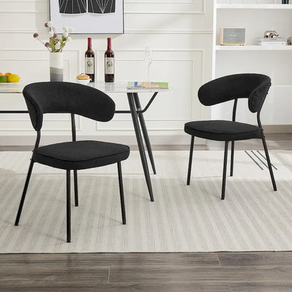 Chaises de salle à manger XINMICS avec dossier incurvé, chaises de cuisine/salle à manger modernes revêtues de tissu bouclé, ensemble de 2/4/6