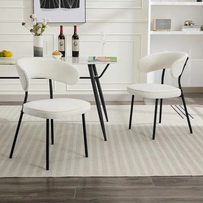 Chaises de salle à manger XINMICS avec dossier incurvé, chaises de cuisine/salle à manger modernes revêtues de tissu bouclé, ensemble de 2/4/6