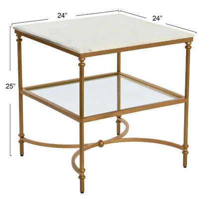 Table d'appoint en marbre et métal