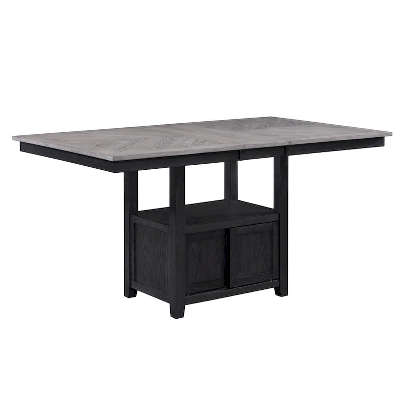 Table de comptoir Patricia, hauteur réglable de 152 à 183 cm, extensible, gris clair et noir.