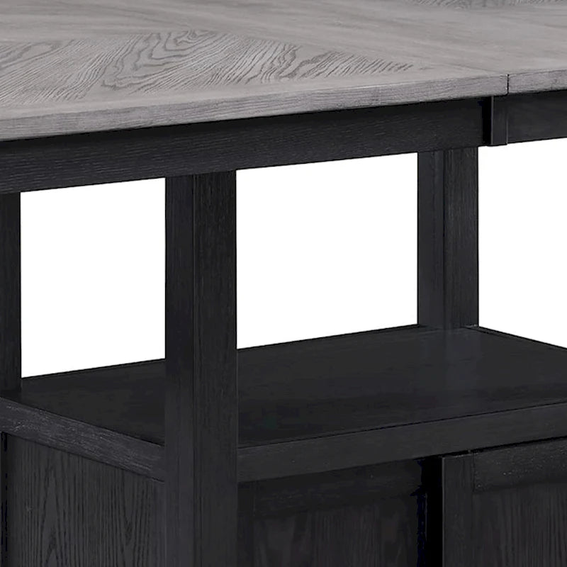Table de comptoir Patricia, hauteur réglable de 152 à 183 cm, extensible, gris clair et noir.