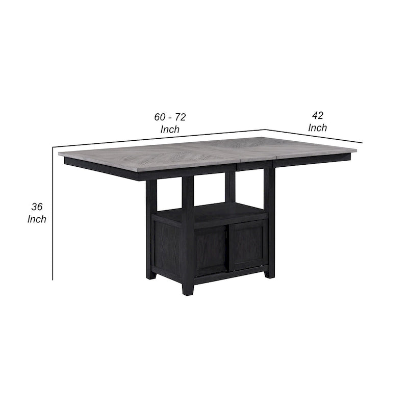 Table de comptoir Patricia, hauteur réglable de 152 à 183 cm, extensible, gris clair et noir.