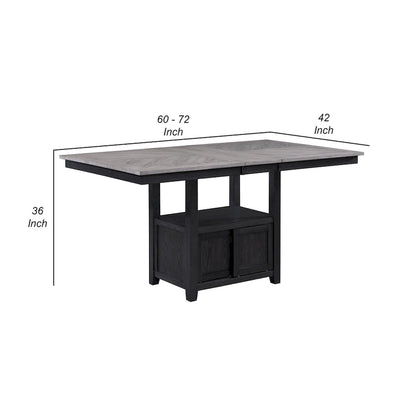 Table de comptoir Patricia, hauteur réglable de 152 à 183 cm, extensible, gris clair et noir.