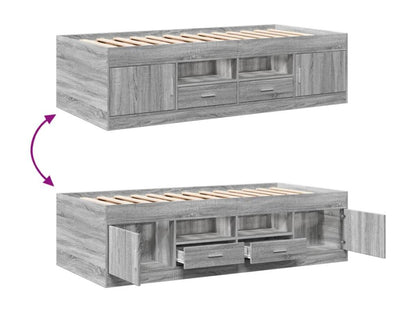 Lit en bois d'ingénierie, 75 x 190 cm, gris