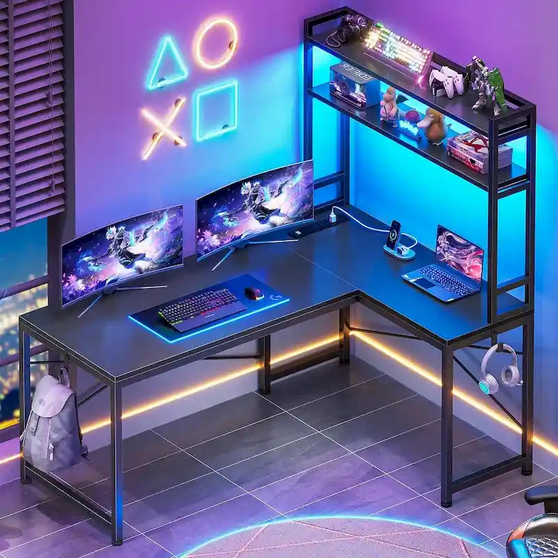 Bureau de jeu en forme de L réversible, petit bureau d'angle de 45,3 pouces