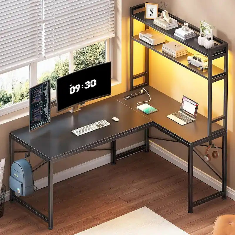 Bureau de jeu en forme de L réversible, petit bureau d'angle de 45,3 pouces