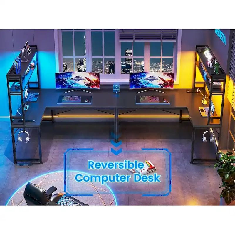 Bureau de jeu en forme de L réversible, petit bureau d'angle de 45,3 pouces