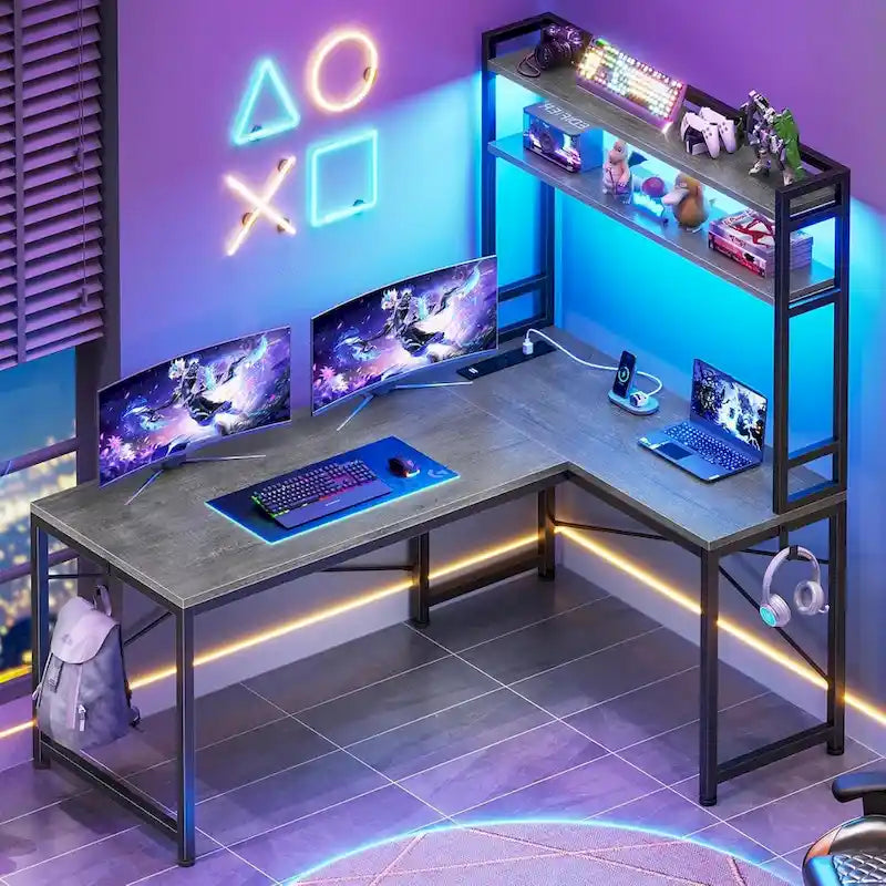 Bureau de jeu en forme de L réversible, petit bureau d'angle de 45,3 pouces