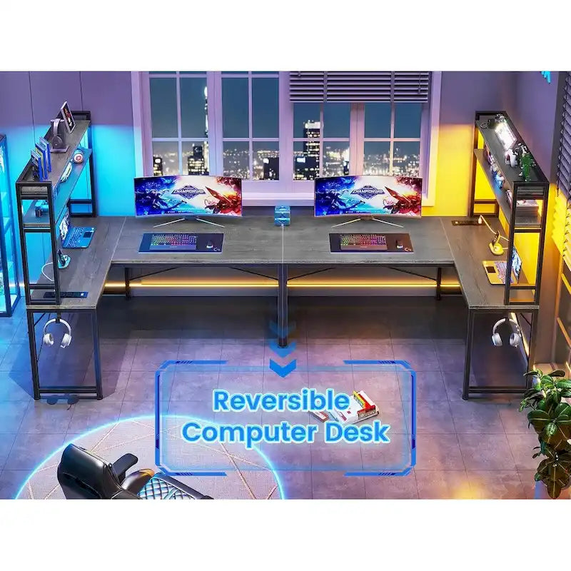 Bureau de jeu en forme de L réversible, petit bureau d'angle de 45,3 pouces