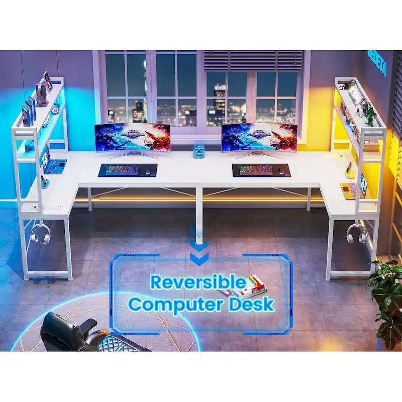 Bureau de jeu en forme de L réversible, petit bureau d'angle de 45,3 pouces