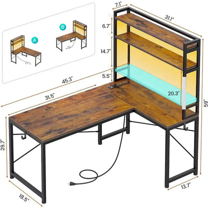 Bureau de jeu en forme de L réversible, petit bureau d'angle de 45,3 pouces