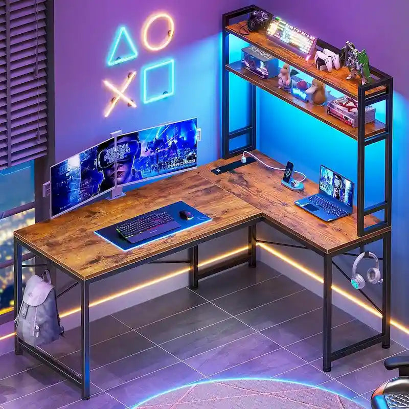 Bureau de jeu en forme de L réversible, petit bureau d'angle de 45,3 pouces