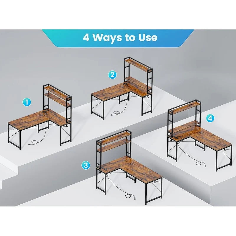 Bureau de jeu en forme de L réversible, petit bureau d'angle de 45,3 pouces