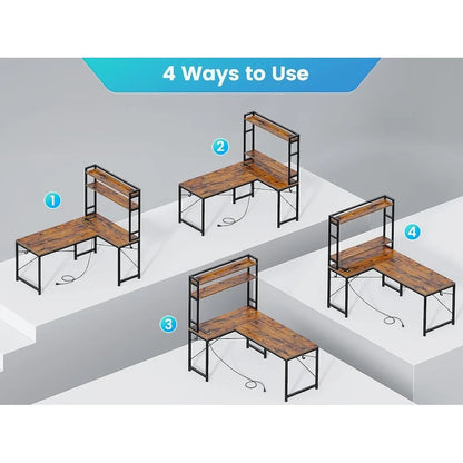 Bureau de jeu en forme de L réversible, petit bureau d'angle de 45,3 pouces