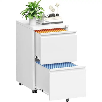 Classeur mobile à roulettes en métal avec 2 tiroirs verrouillables, idéal pour le bureau à domicile ou le bureau à domicile.