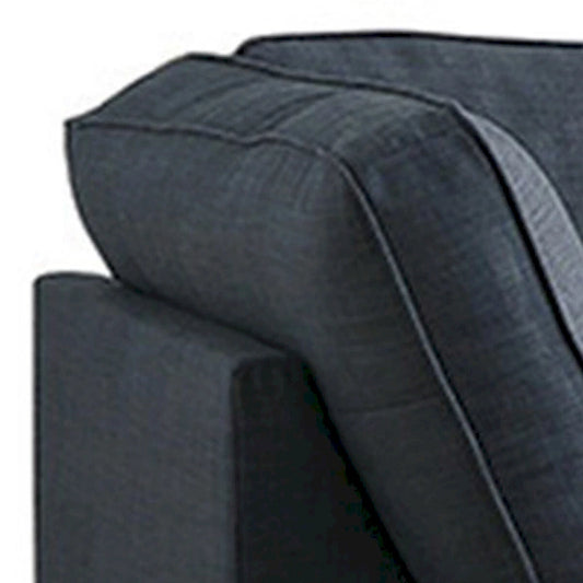 Canapé d'angle Roda 2 pièces en forme de L avec méridienne réversible, tissu bleu