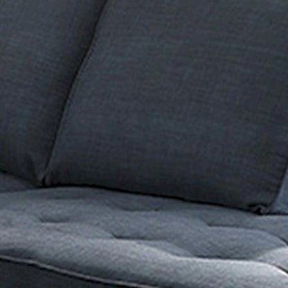 Canapé d'angle Roda 2 pièces en forme de L avec méridienne réversible, tissu bleu