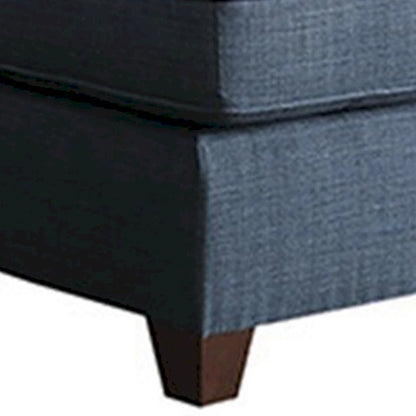 Canapé d'angle Roda 2 pièces en forme de L avec méridienne réversible, tissu bleu
