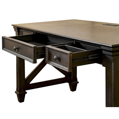 Bureau traditionnel en bois, marron foncé