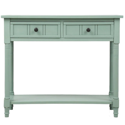 Console de style traditionnel avec deux tiroirs et une étagère inférieure
