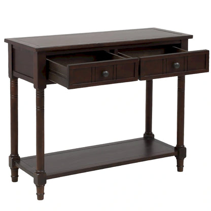 Console de style traditionnel avec deux tiroirs et une étagère inférieure