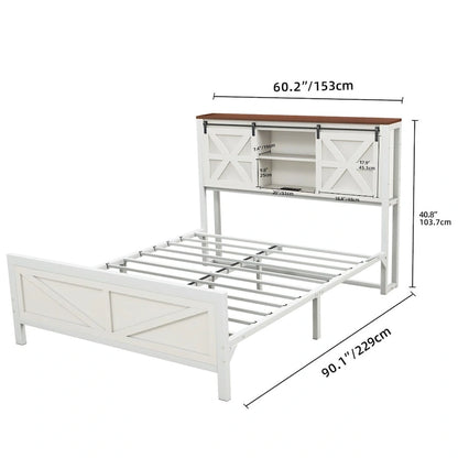 Cadre de lit Moasis Farmhouse blanc pour lit queen/king size