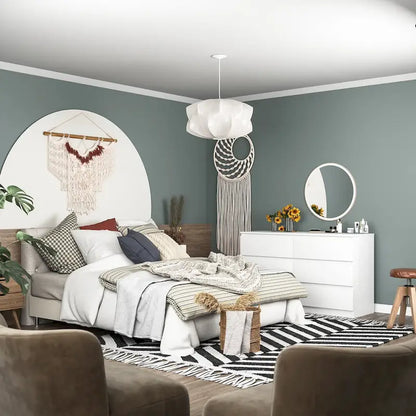 Commode double en bois à 6 tiroirs, 120 cm de large, grand meuble de rangement, commode, meuble TV