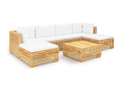Ensemble de mobilier de jardin 7 pièces avec coussins, marron